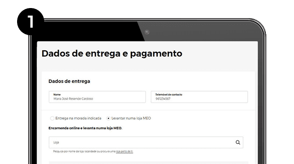 Escolhe a opção "Levantar numa loja MEO" e pesquisa a loja onde pretendes a entrega