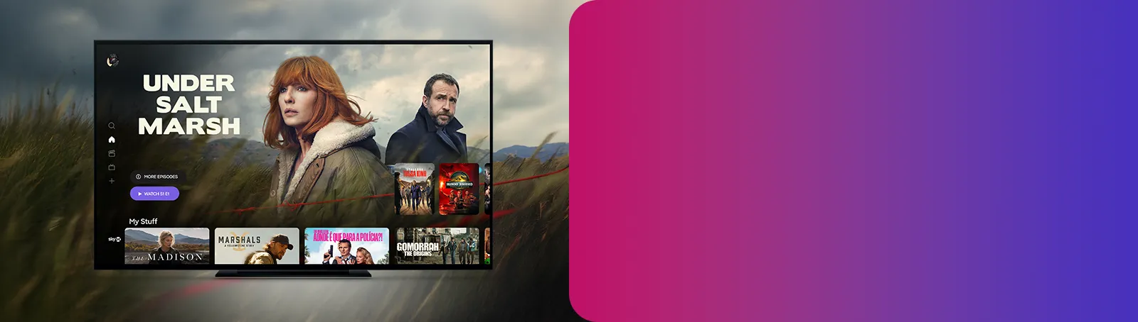 Smart TV com ecrã streaming SkyShowtime