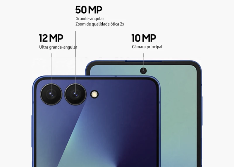 Câmara de alta resolução: 12 MP de Ultra grande angular, 50 MP de Grande Angular e zoom de qualidade ótica 2x e 10 MP Câmara Principal