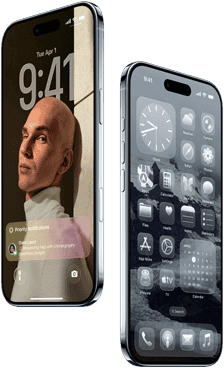 Vista frontal e lateral de dois dispositivos iPhone Air, com perfil fino, Ecrã bloqueado e ecrã principal
