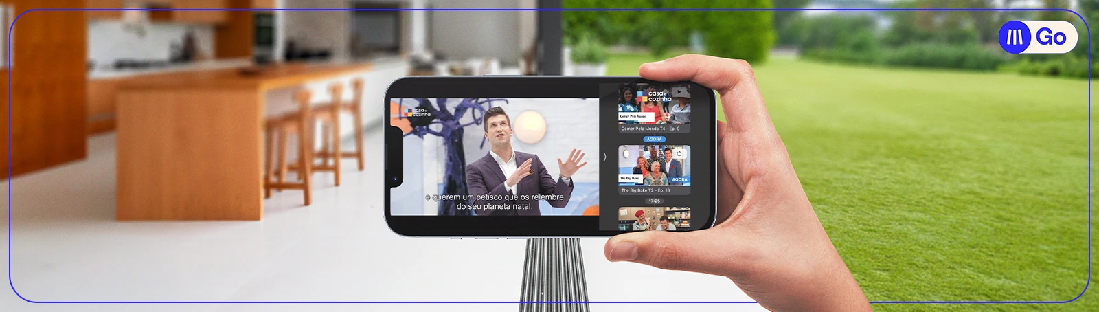 Smartphone com ecrã App MEO Go